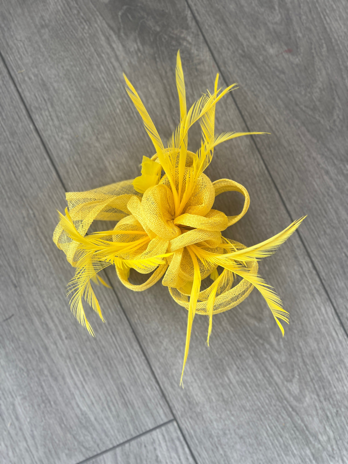 Yellow Flower Fascinator with Loops &amp; Feathers-Fascinators Direct