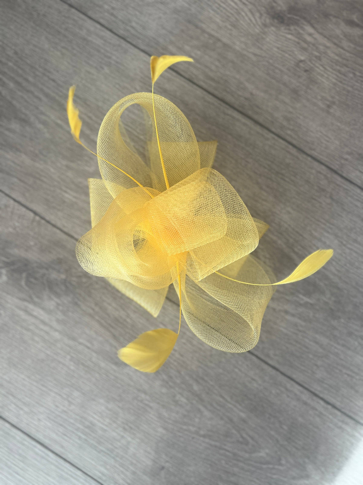 Yellow Large Loop Fascinator With Feathers-Fascinators Direct