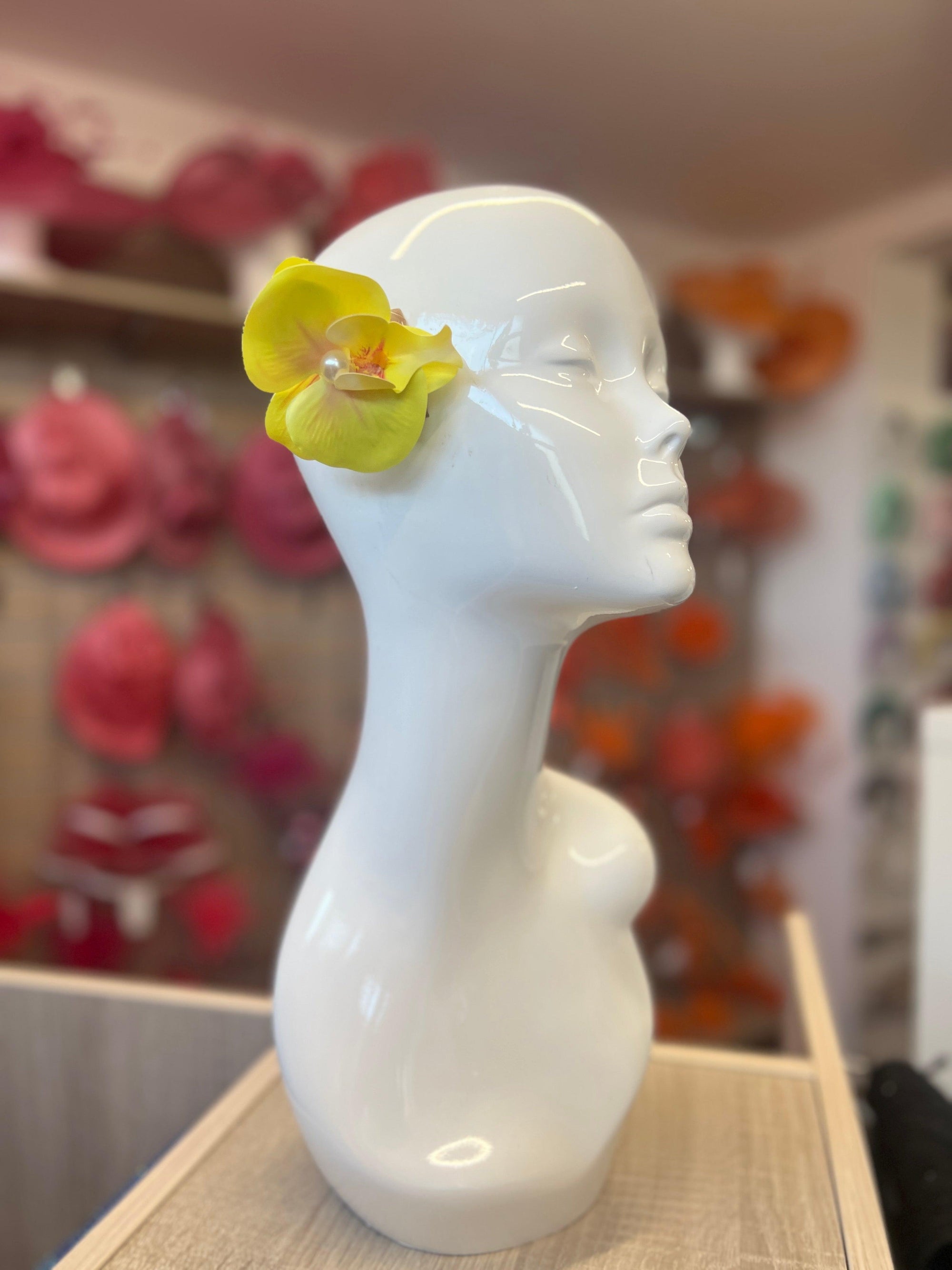 Yellow Orchid Hair Clip-Fascinators Direct