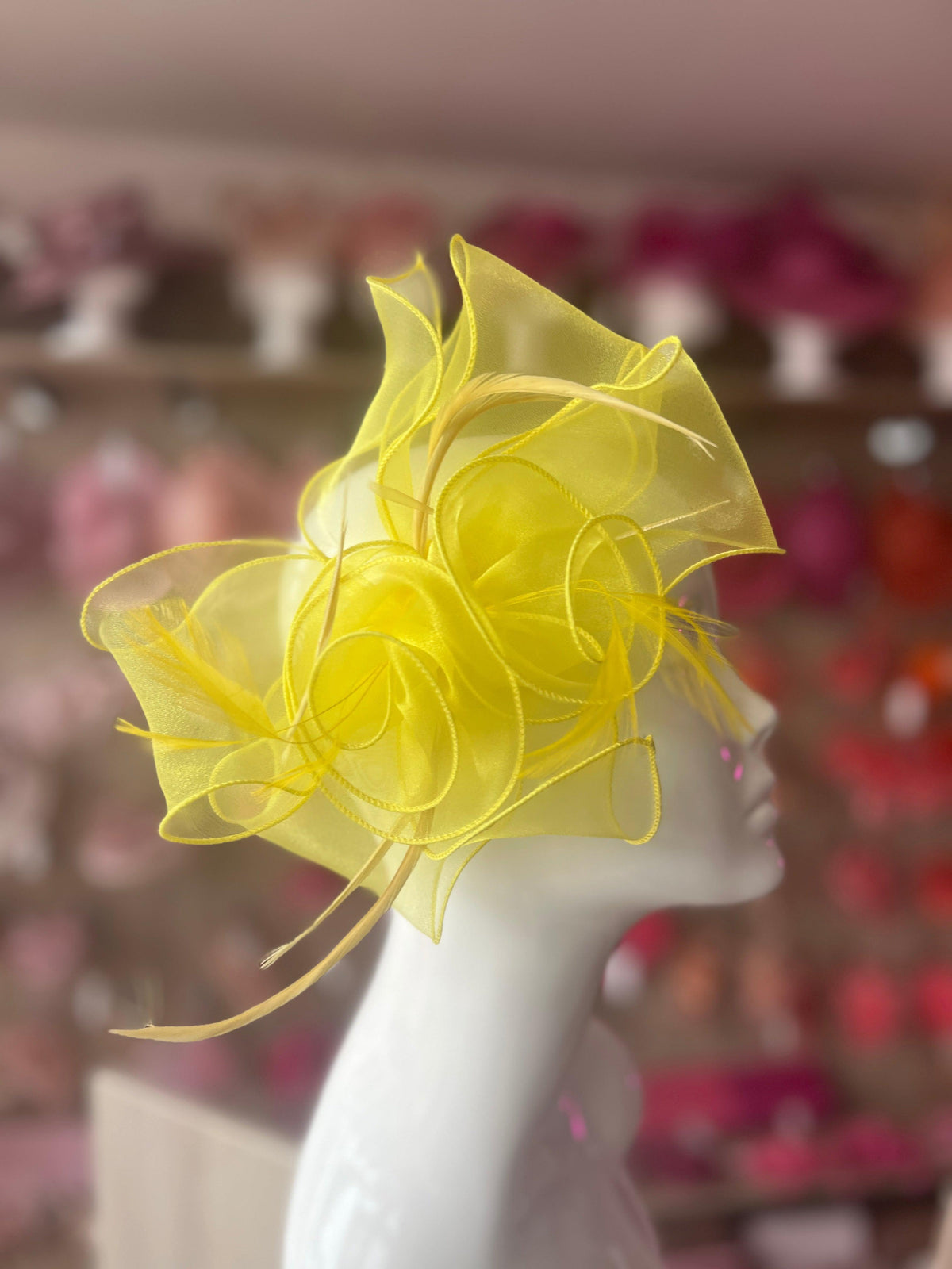 Yellow Pearlescent Chiffon Flower Fascinator-Fascinators Direct
