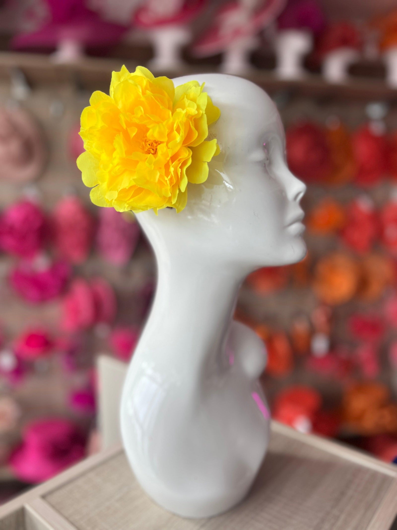 Yellow Peony Hair flower-Fascinators Direct