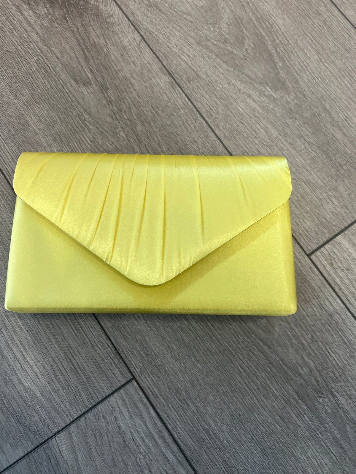 Yellow Satin Envelope Clutch Bag-Fascinators Direct