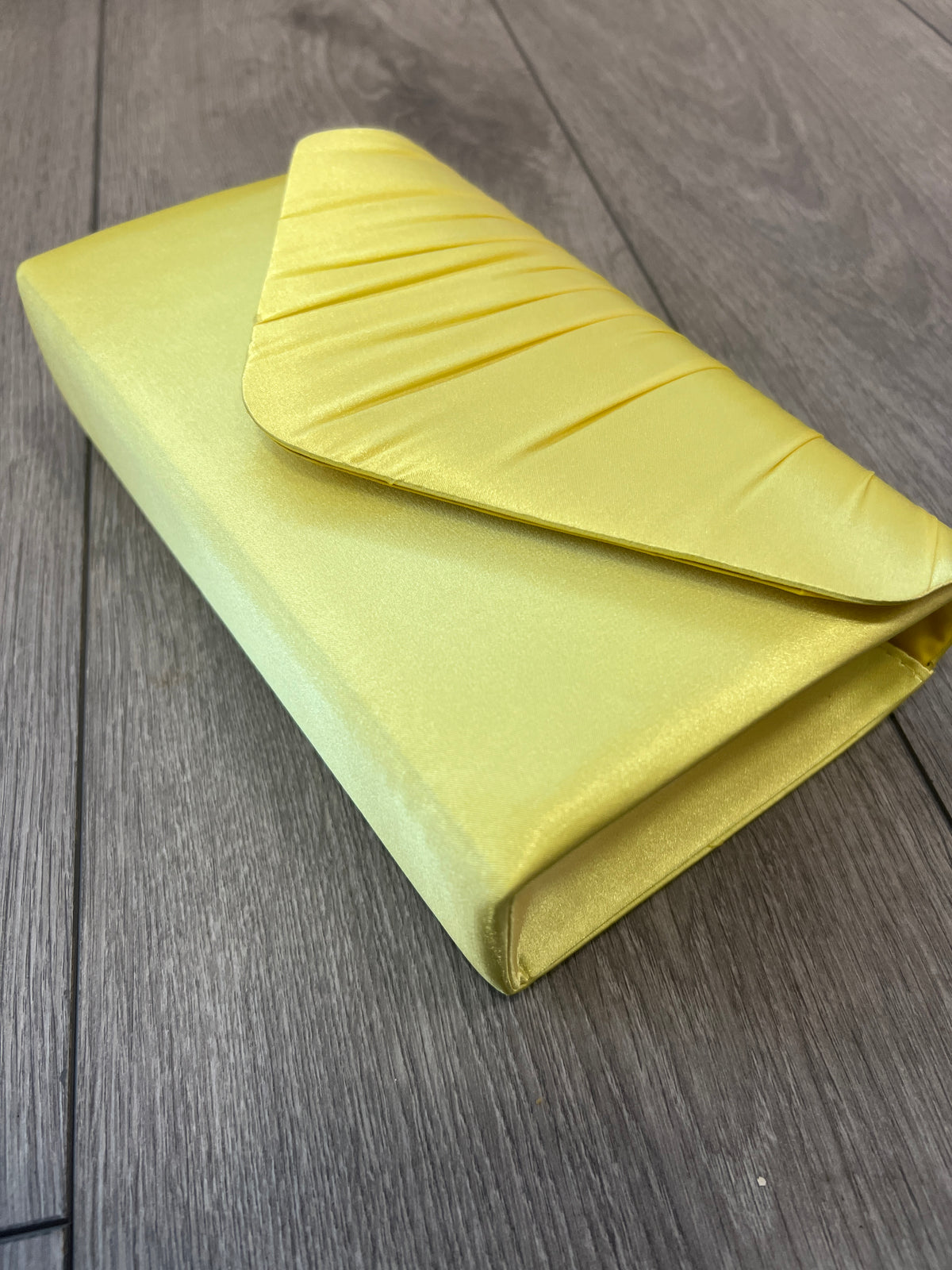 Yellow Satin Envelope Clutch Bag-Fascinators Direct