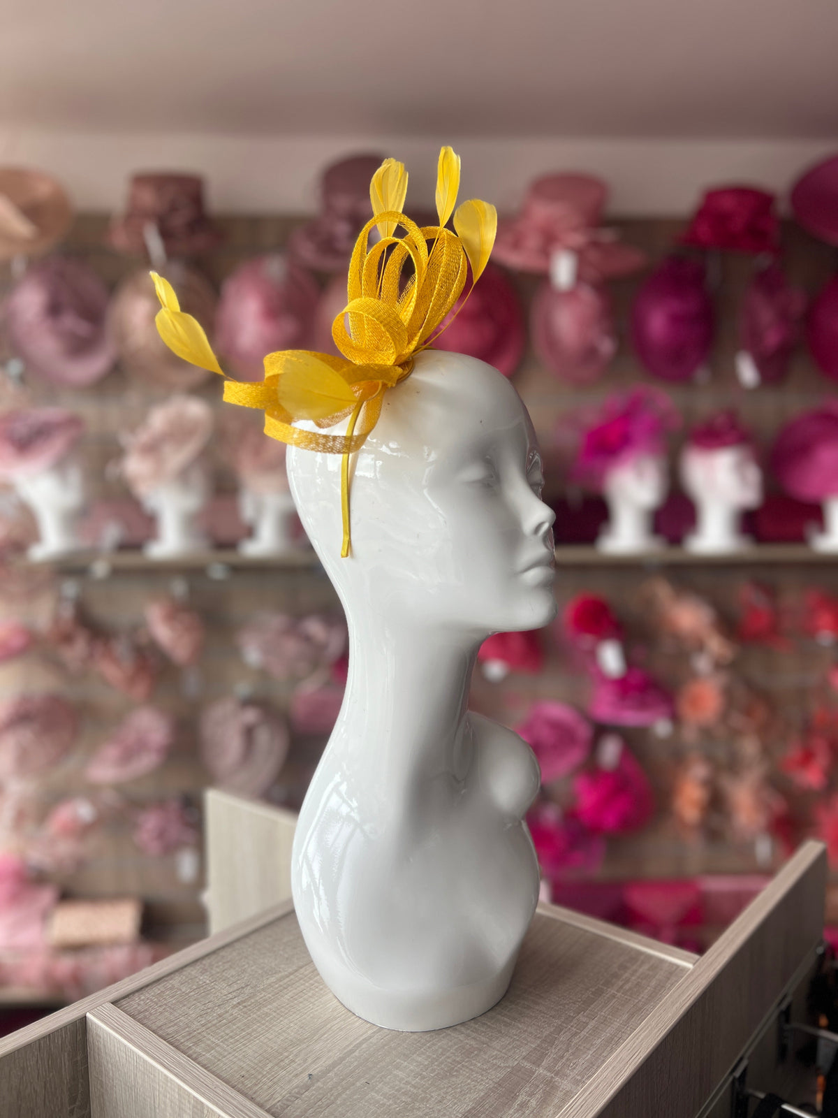 Yellow Sinamay Fascinator Headband-Fascinators Direct