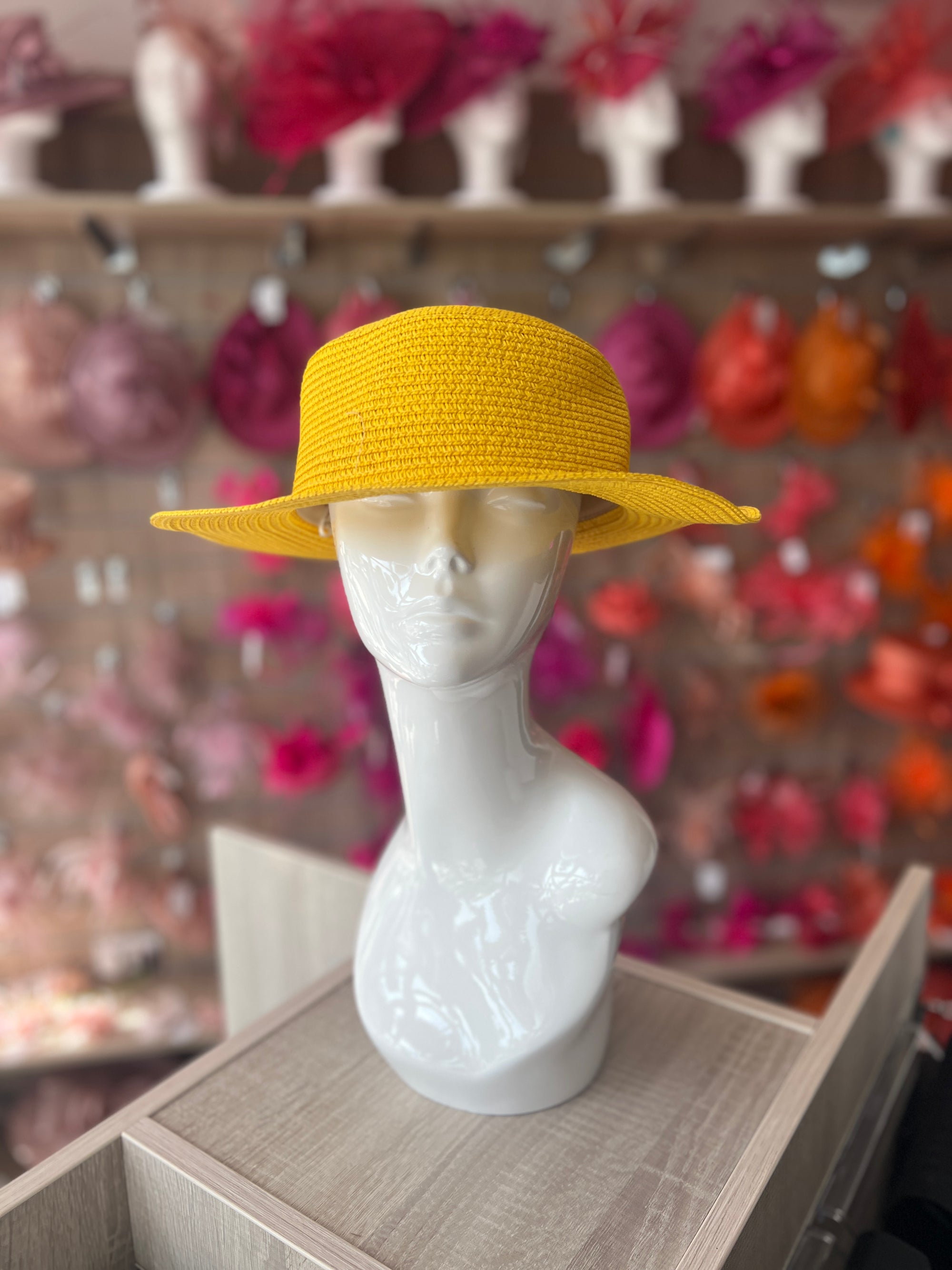 Yellow Straw Hat-Fascinators Direct