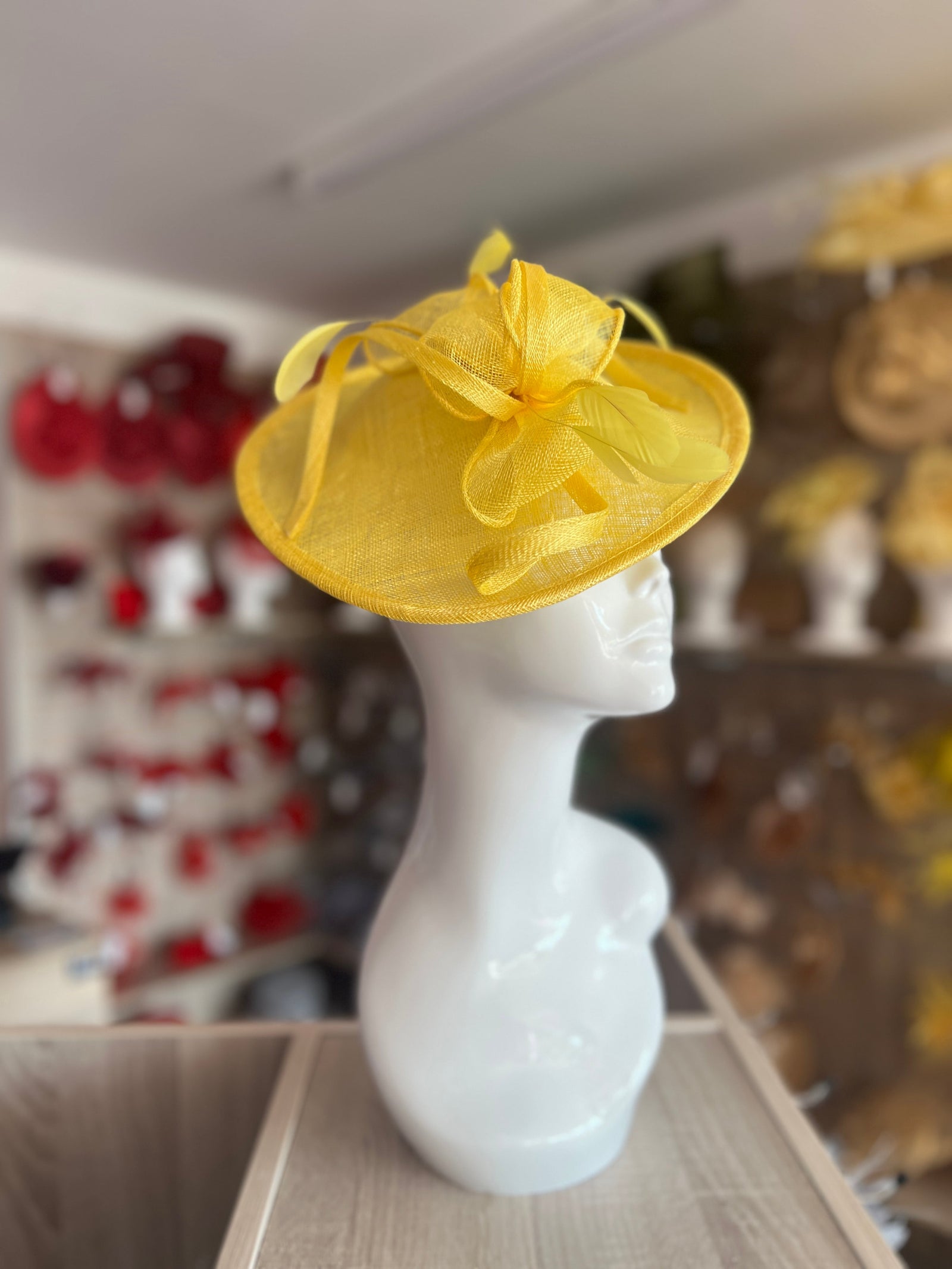 Yellow Teardrop Disc Fascinator-Fascinators Direct