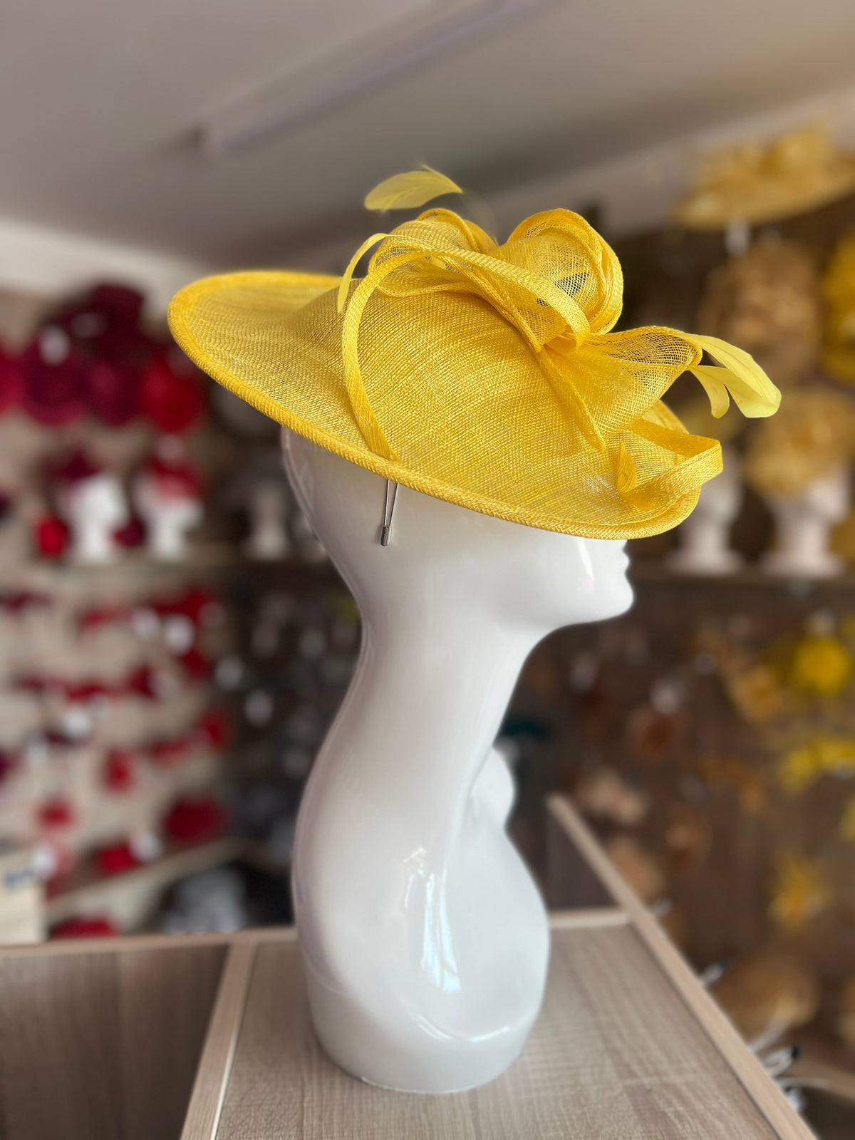 Yellow Teardrop Disc Fascinator-Fascinators Direct
