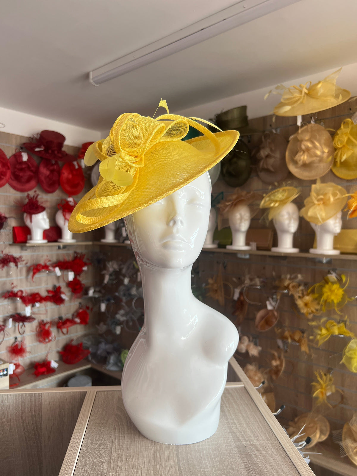 Yellow Teardrop Disc Fascinator-Fascinators Direct