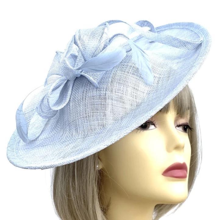 Light Blue Baby Blue Sinamay Saucer Fascinator Hat