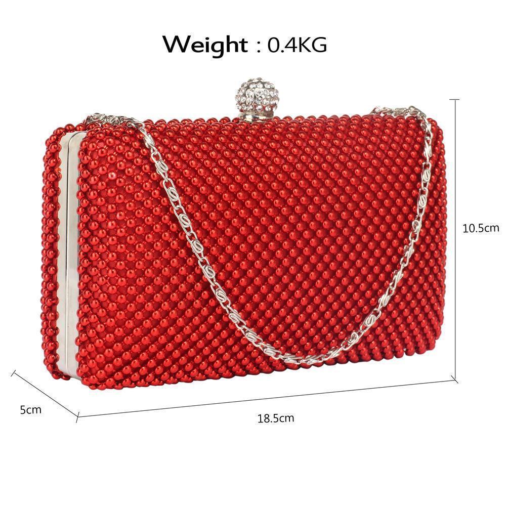 Beaded Box Clutch Bag - Red-Fascinators Direct