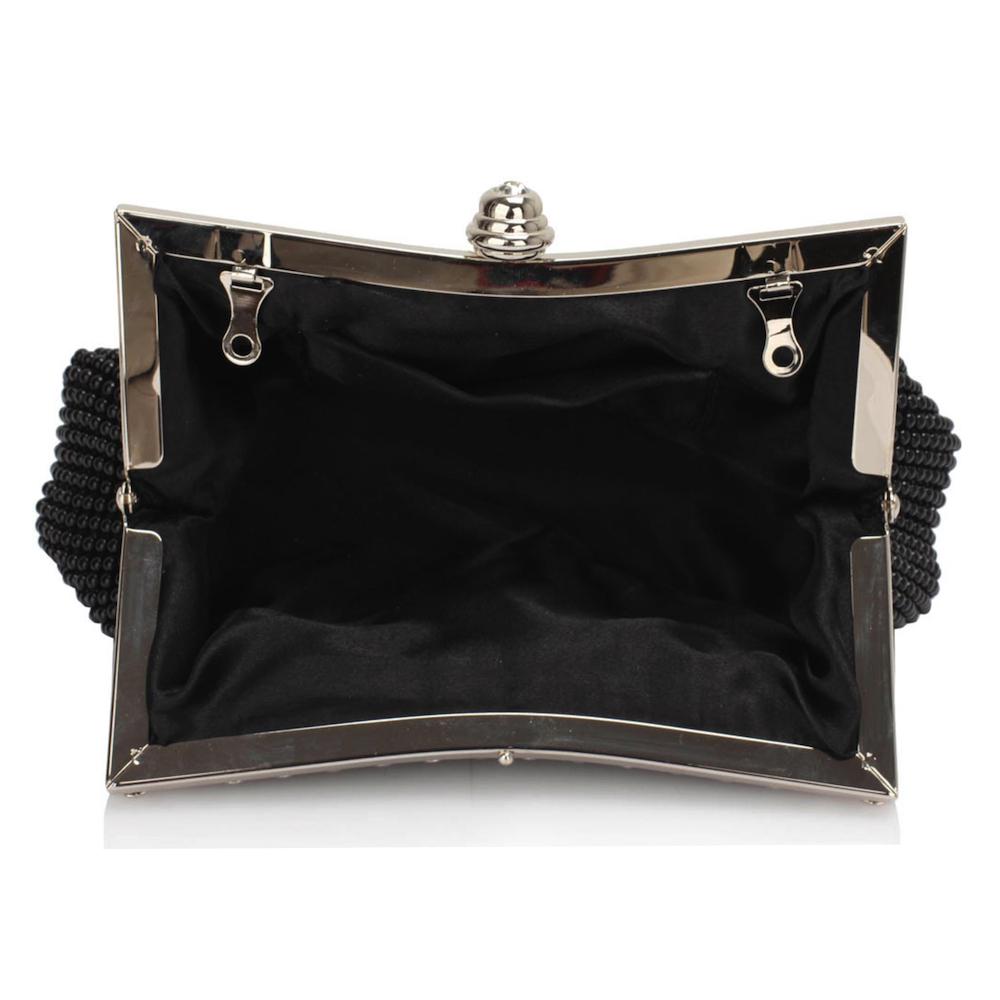 Black Beaded Embellished Clutch Bag-Fascinators Direct