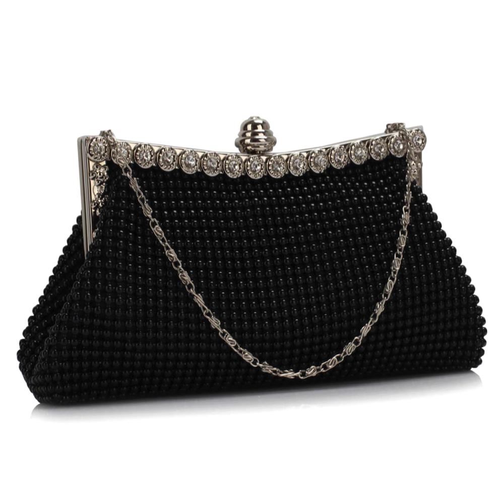 Black Beaded Box Clutch Bag for Weddings & Occasions