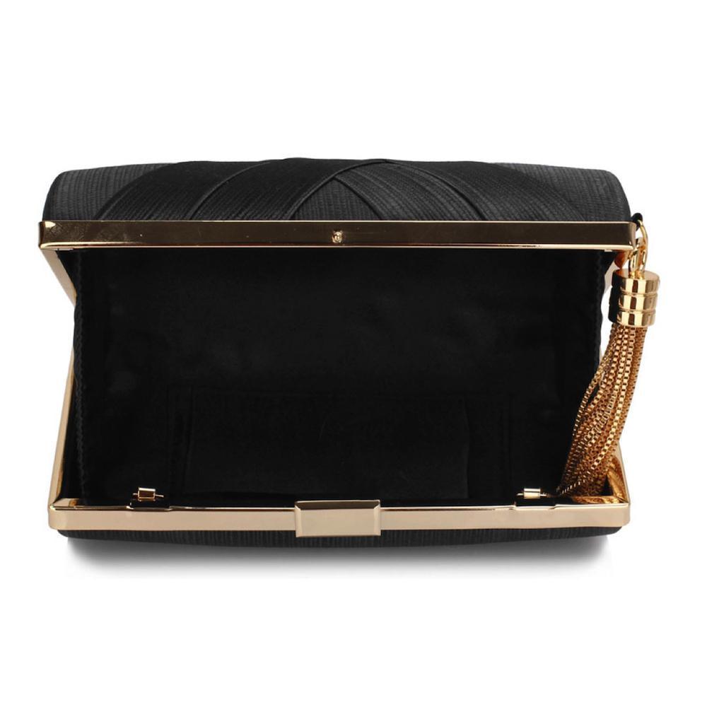 Black Box Clutch Bag with Tassel-Fascinators Direct