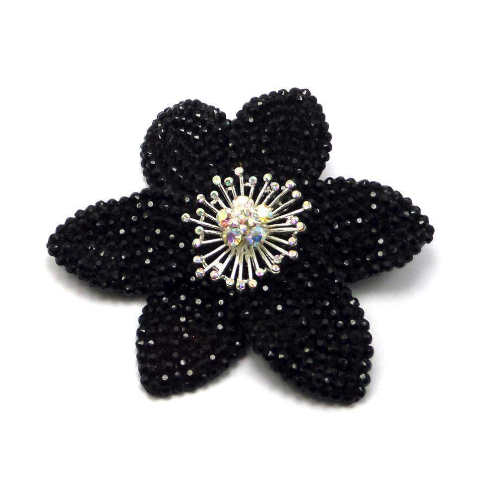 Black Diamante Hair Flower-Fascinators Direct