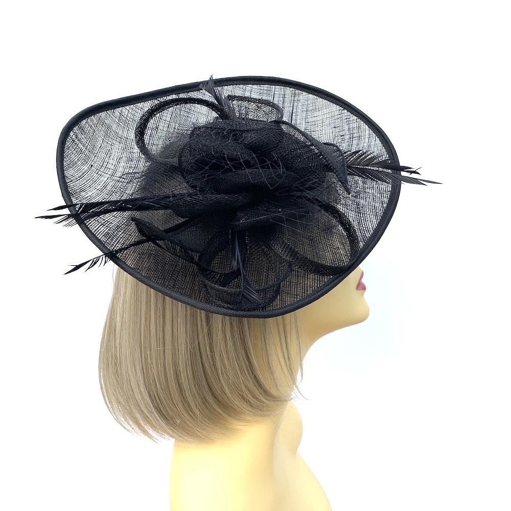 Black Fascinator Hat with Sinamay Loops-Fascinators Direct