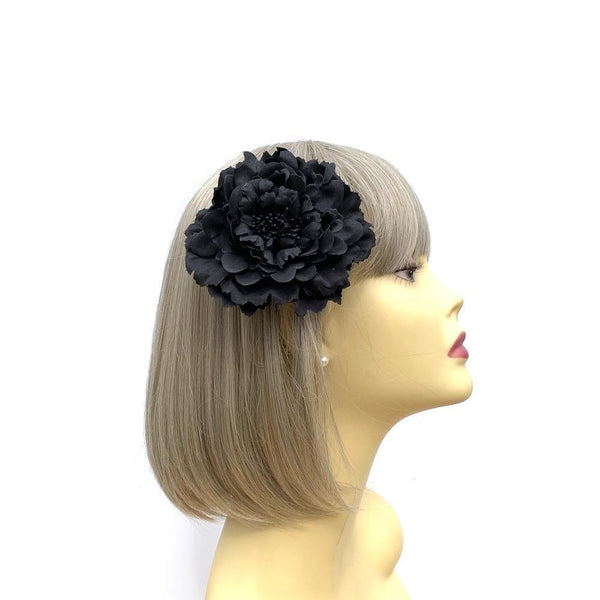 Black Hair Flower Fascinator Clip