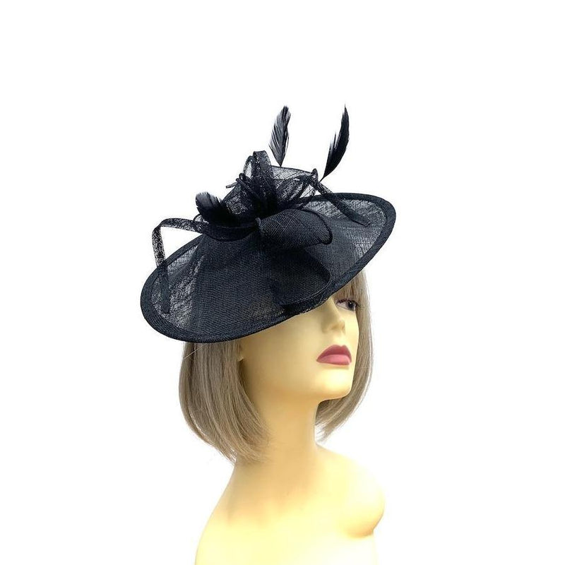 Black Teardrop Disc Fascinator for Weddings, Events & Races