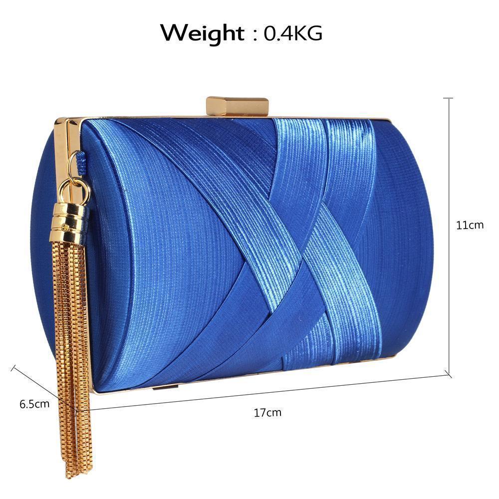 Blue Box Clutch Bag with Tassel-Fascinators Direct