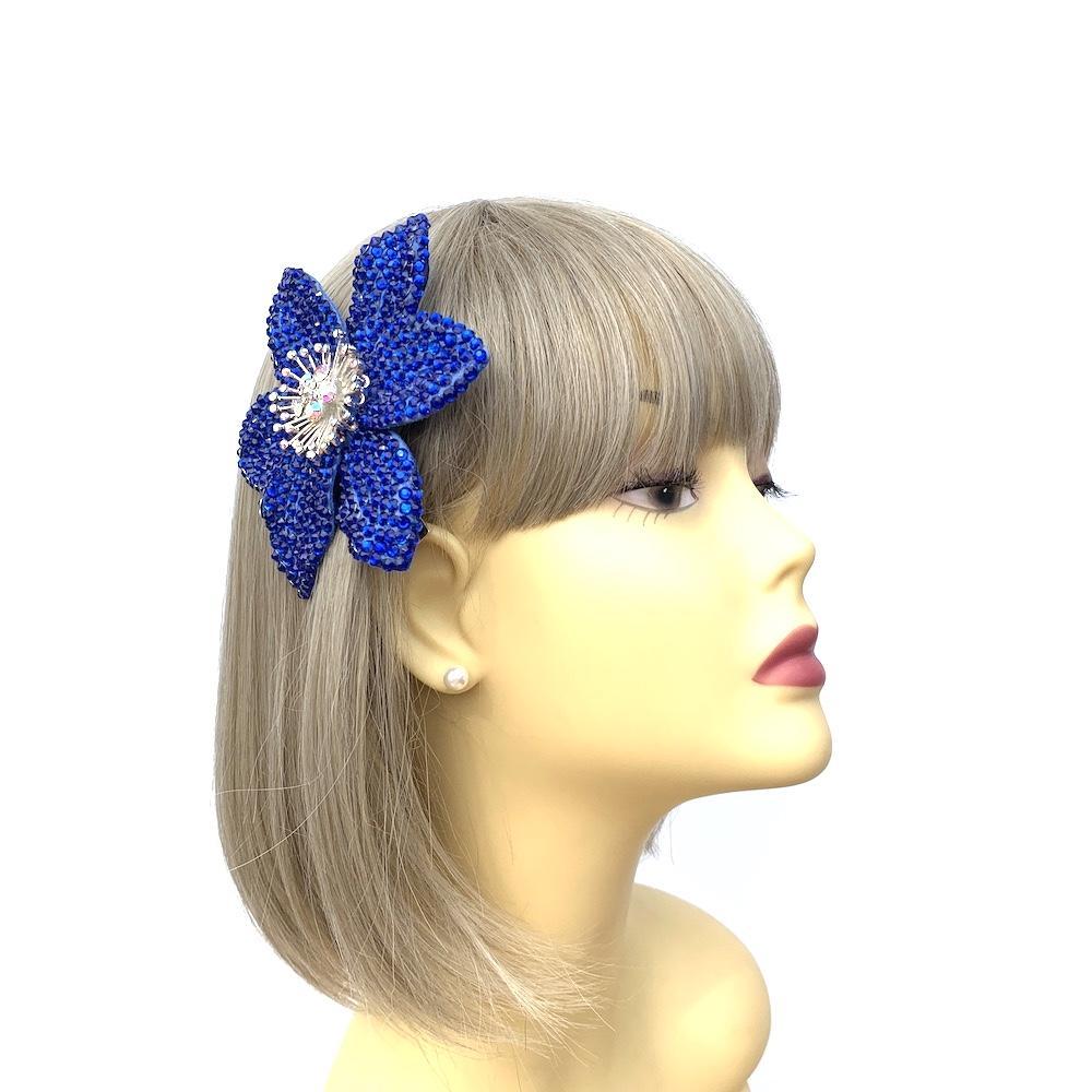 Blue Diamante Hair Flower-Fascinators Direct