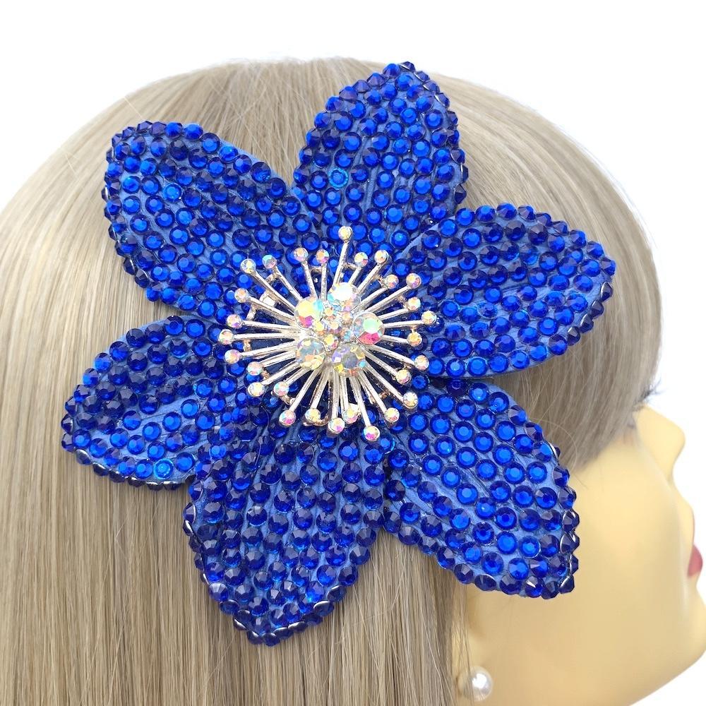 Blue Diamante Hair Flower-Fascinators Direct