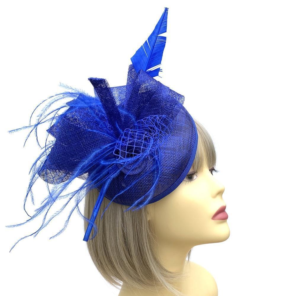 Blue Quill Fascinator Hat with Feathers & Loops-Fascinators Direct