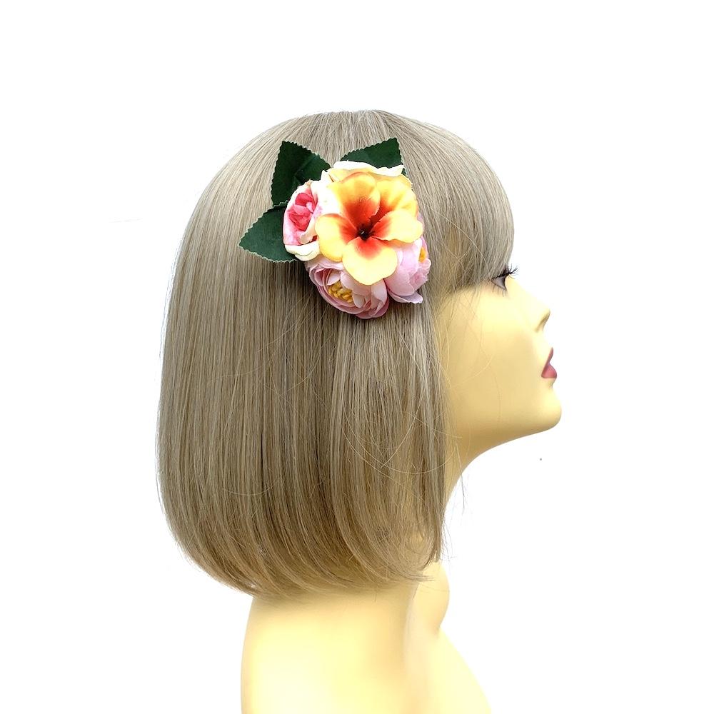 Boho Style Vintage Rose Flower Hair Clip - Pink & Cream-Fascinators Direct
