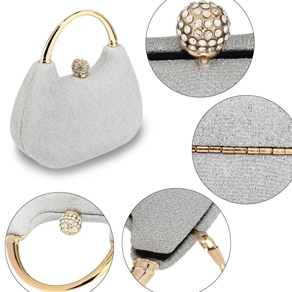 Box Style Glittery Silver Clutch Bag-Fascinators Direct