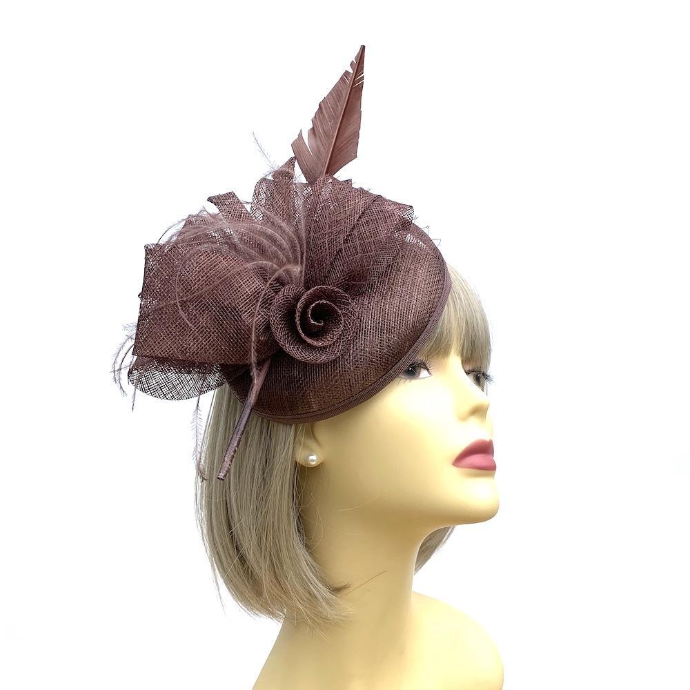 Brown Quill Fascinator Hat with Feathers & Loops-Fascinators Direct