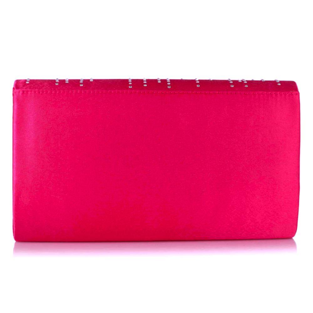Cerise Pink Envelope Clutch Bag with Rhinestones-Fascinators Direct