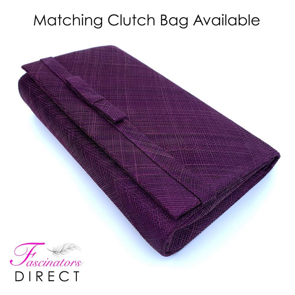 Classic Sinamay Blackcurrant Wedding Hat-Fascinators Direct