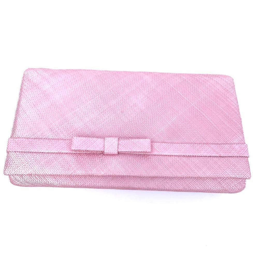 Classic Sinamay Blossom Pink Clutch Bag For Weddings-Fascinators Direct