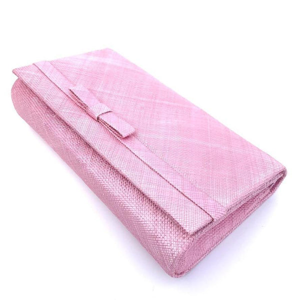 Classic Sinamay Blossom Pink Clutch Bag For Weddings