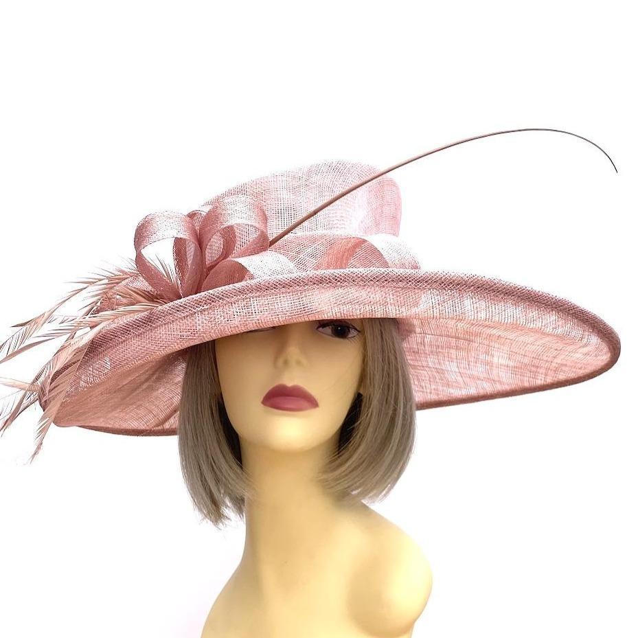 Classic Sinamay Blush Pink Wedding Hat-Fascinators Direct