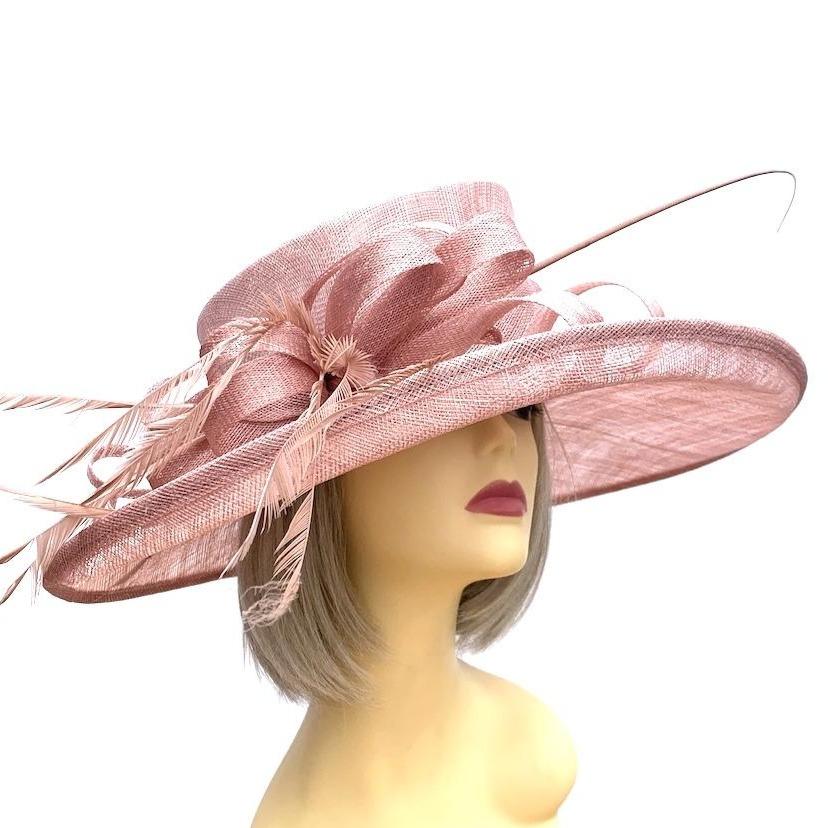 Classic Sinamay Blush Pink Wedding Hat for Weddings, Ladies Day, Races