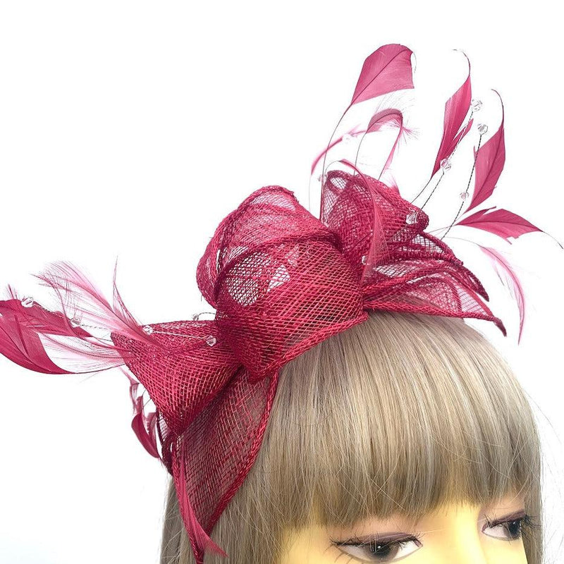 Classic Sinamay Burgundy Fascinator for Weddings & The Races
