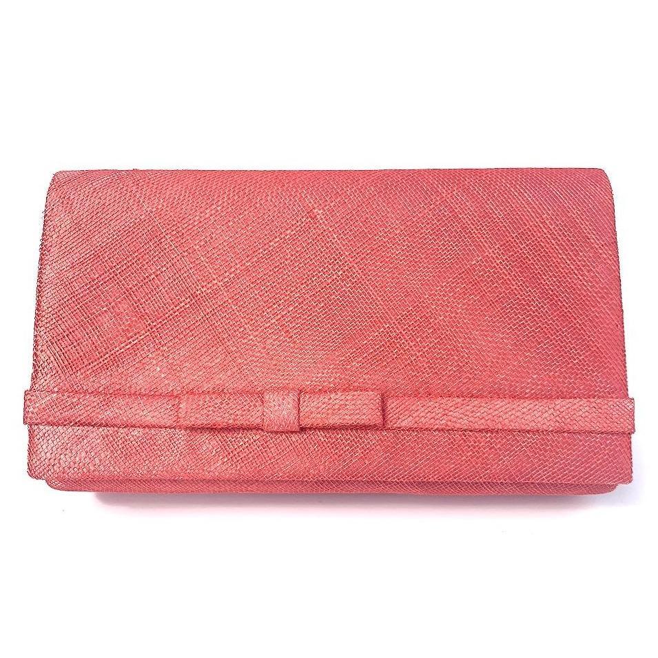 Classic Sinamay Coral Clutch Bag For Weddings-Fascinators Direct