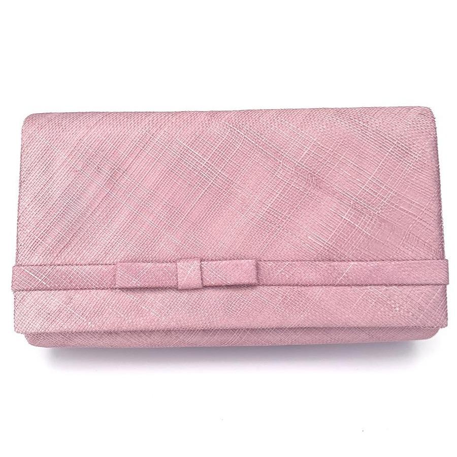 Classic Sinamay Dusky Pink Clutch Bag For Weddings-Fascinators Direct