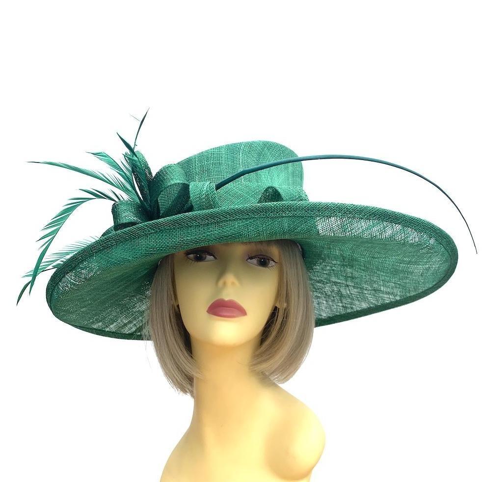 Classic Sinamay Emerald Green Wedding Hat-Fascinators Direct