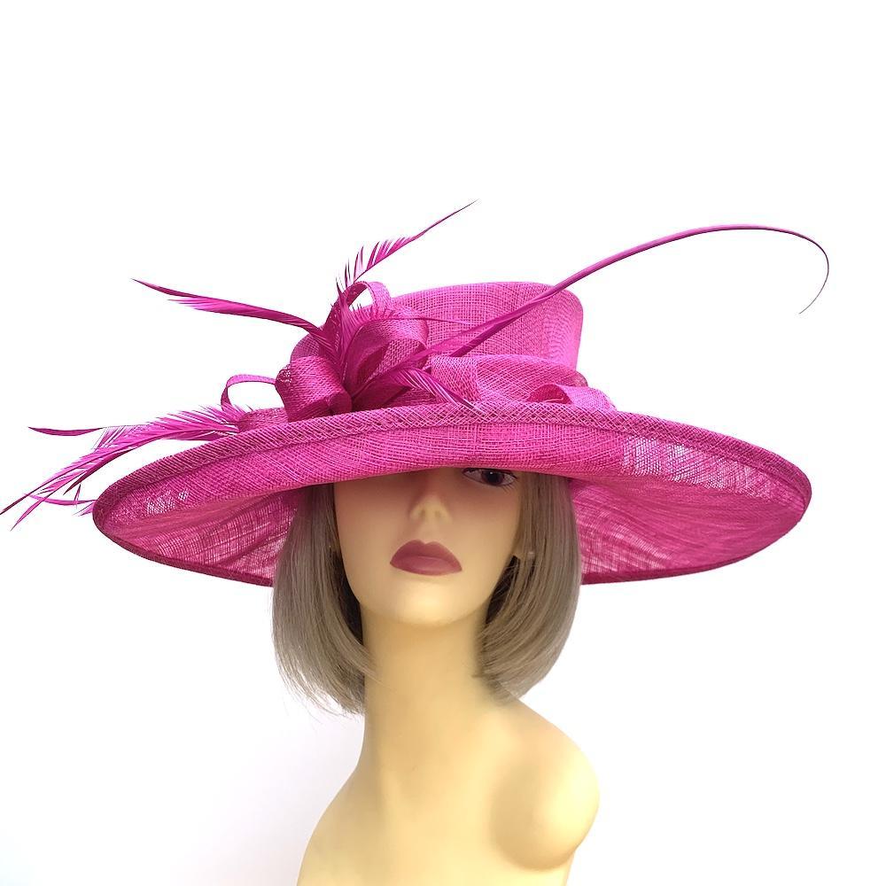 Classic Sinamay Fuchsia Wedding Hat-Fascinators Direct