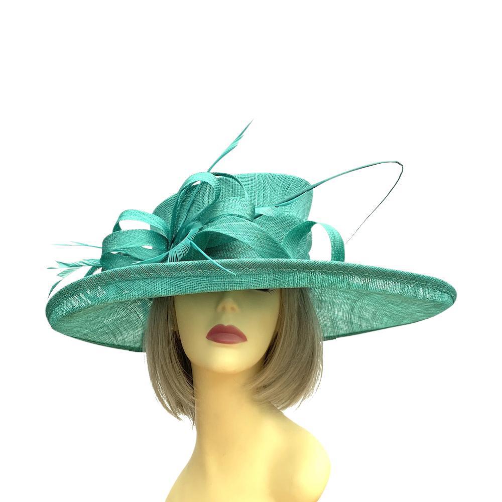 Classic Sinamay Jade Green Wedding Hat-Fascinators Direct