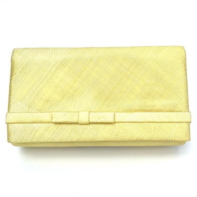 Classic Sinamay Light Yellow / Lemon Clutch Bag For Weddings