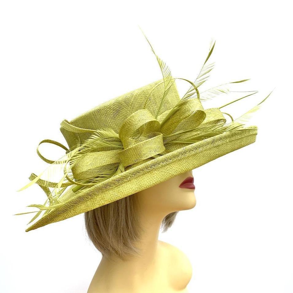 Classic Sinamay Lime Green Wedding Hat for Weddings, Ascot & Race Days