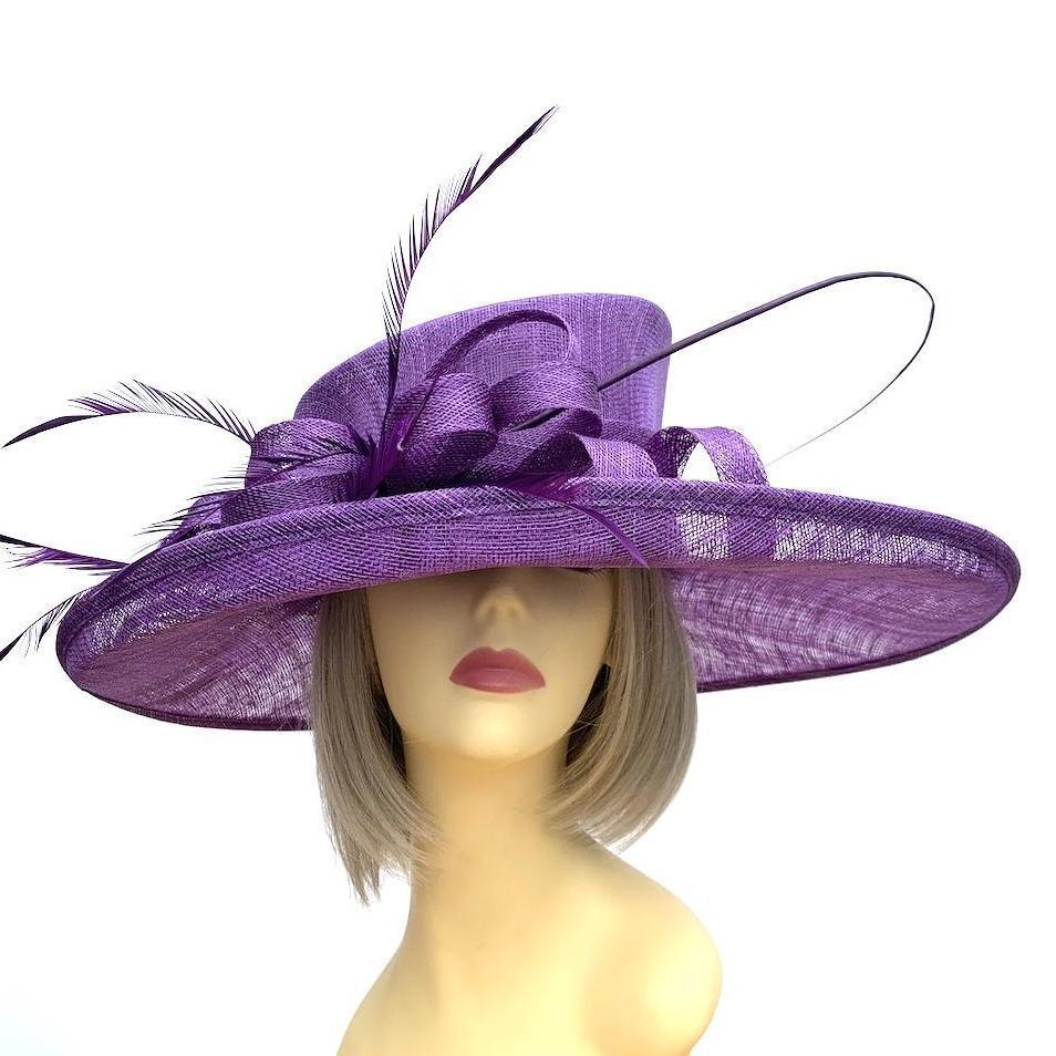 Classic Sinamay Mauve Wedding Hat-Fascinators Direct
