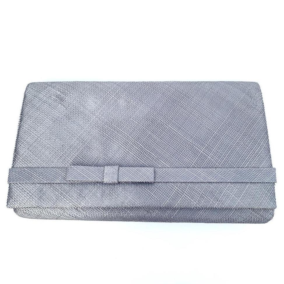 Classic Sinamay Mercury Grey Clutch Bag For Weddings-Fascinators Direct