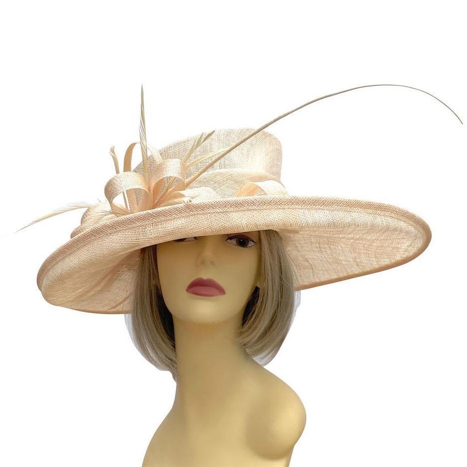 Classic Sinamay Nude Wedding Hat-Fascinators Direct