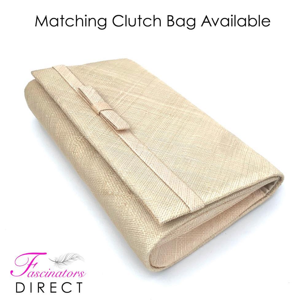 Classic Sinamay Nude Wedding Hat-Fascinators Direct