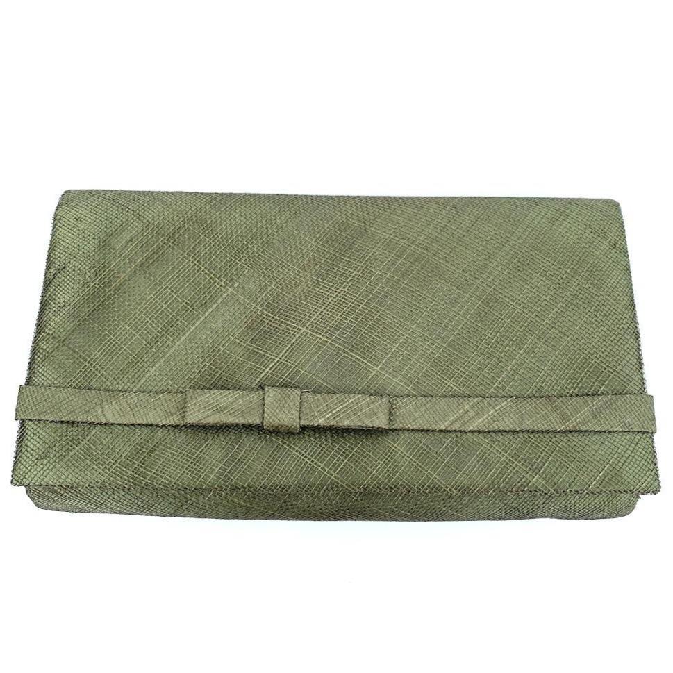 Classic Sinamay Olive Green Clutch Bag For Weddings