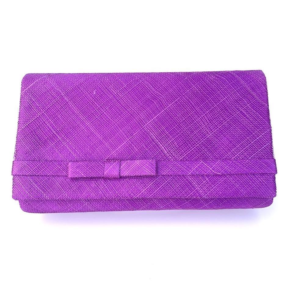 Classic Sinamay Purple Clutch Bag For Weddings-Fascinators Direct