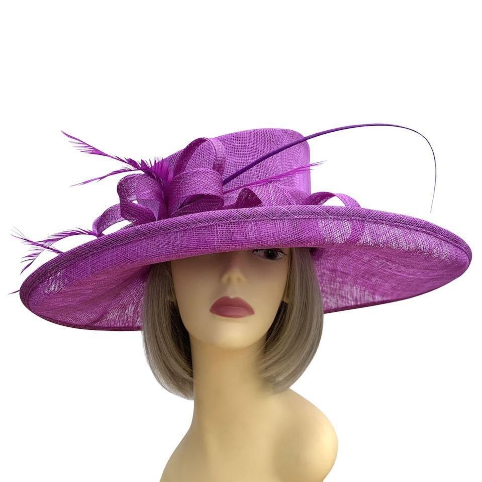 Classic Sinamay Purple Wedding Hat-Fascinators Direct