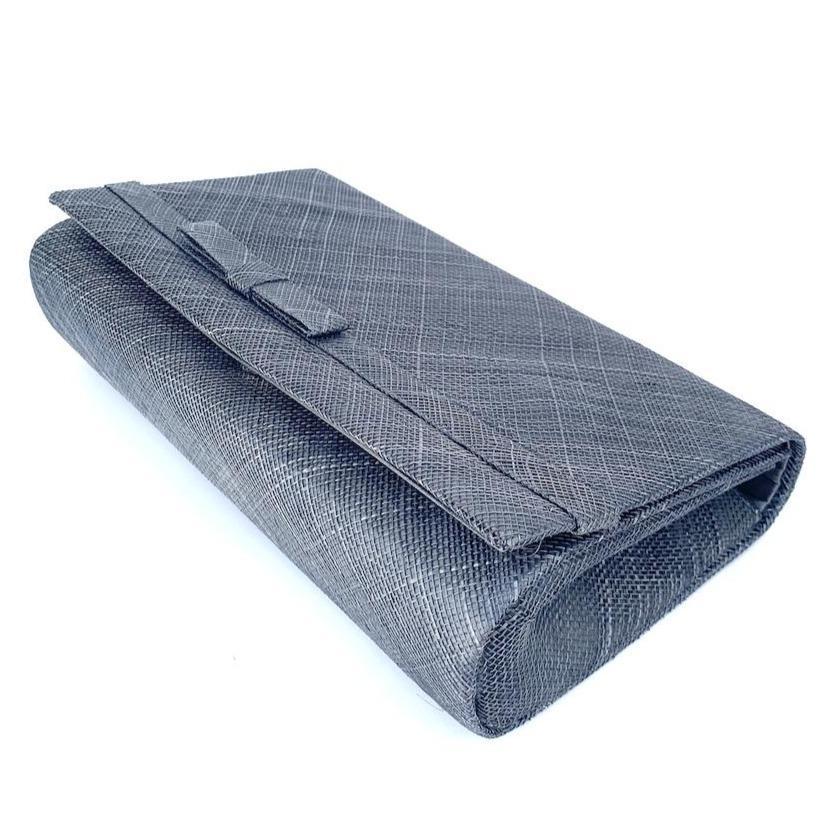 Classic Sinamay Dark Grey Slate Clutch Bag For Weddings